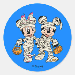 Halloween Mummy Mickey & Minnie Classic Round Sticker