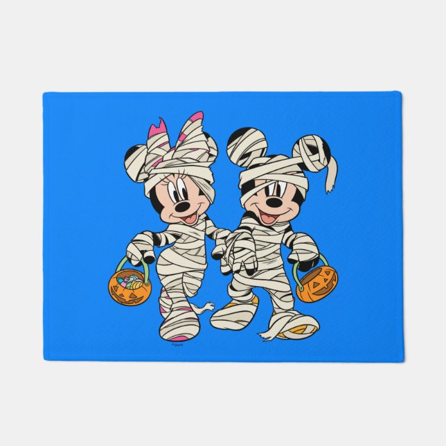 Halloween Mummy Mickey & Minnie Doormat (Front)