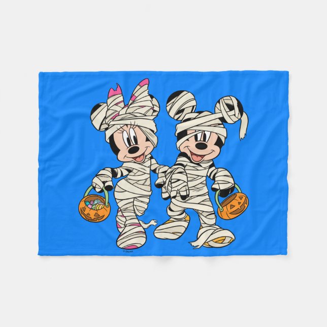 Halloween Mummy Mickey & Minnie Fleece Blanket (Front (Horizontal))