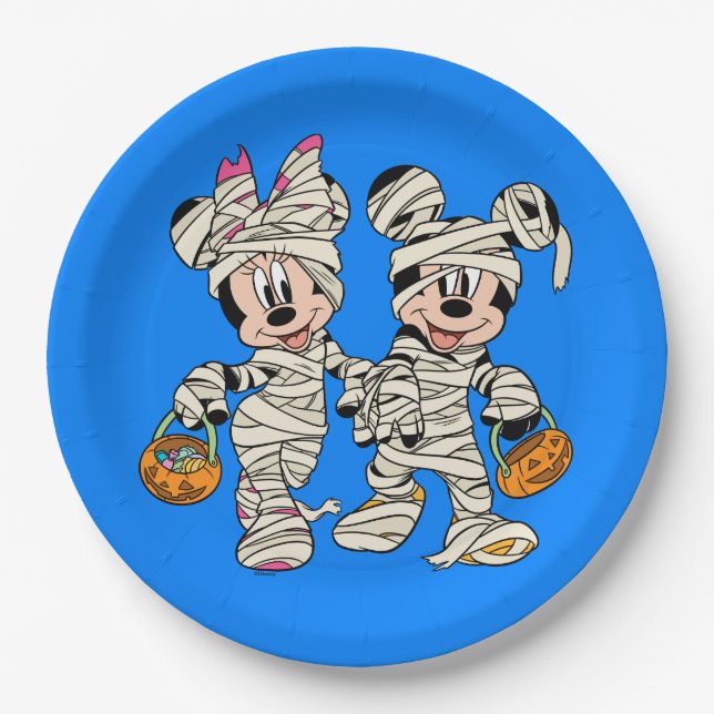 Halloween Mummy Mickey & Minnie Paper Plates (Front)
