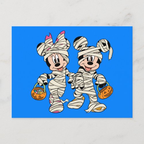 Halloween Mummy Mickey  Minnie Postcard