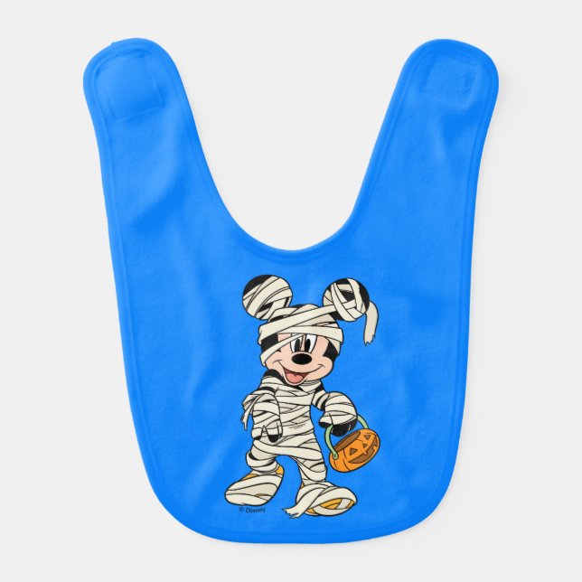 Halloween Mummy Mickey Mouse Baby Bib (Front)