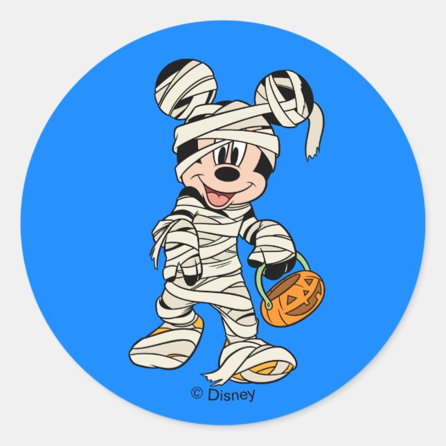 Halloween Mummy Mickey Mouse Classic Round Sticker (Front)