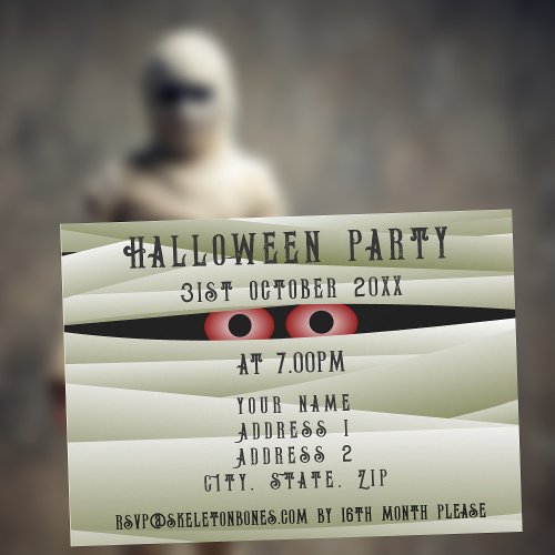 Halloween Mummy Monster Kids Party Invitation