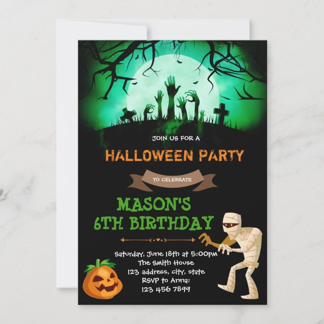 Halloween mummy Party Invitation (Front)
