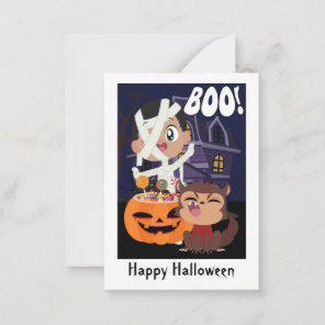 Halloween Mummy, Pumpkin and Werewolf Mini Card