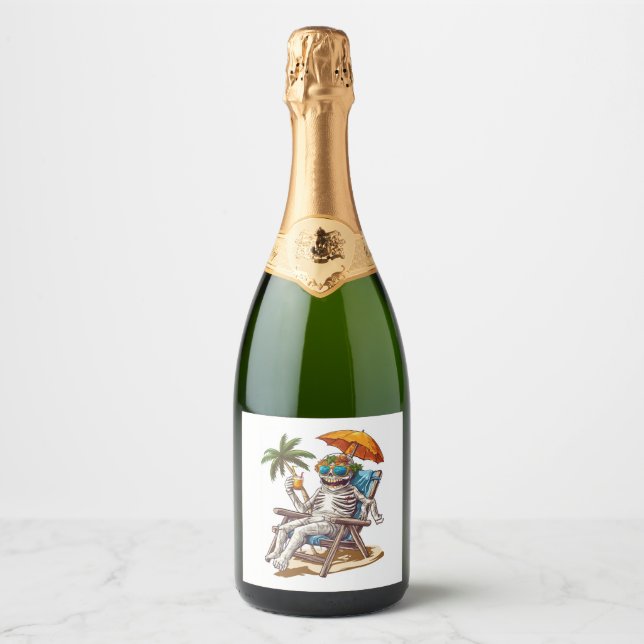 Halloween Mummy’s Day Off Sparkling Wine Label (Front)