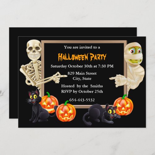 Halloween Mummy Skeleton Party Invitation