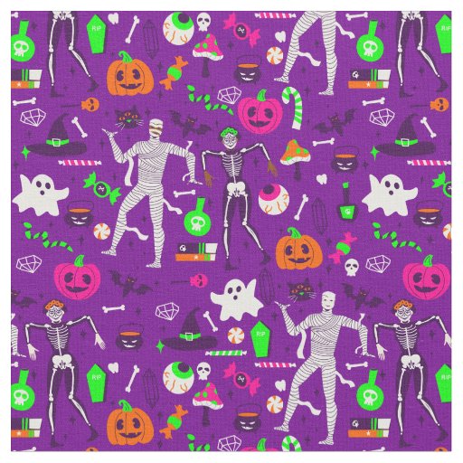 halloween mummy skeleton pumpkin ghost monster  fabric