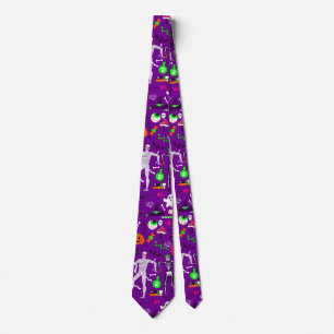 halloween mummy skeleton pumpkin ghost monster neck tie