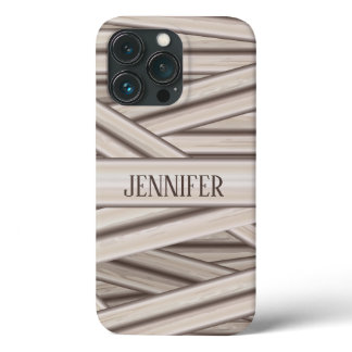Halloween Mummy Stripes Pattern And Custom Name iPhone 13 Pro Case