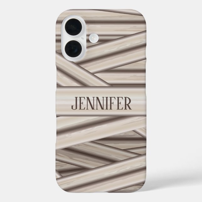 Halloween Mummy Stripes Pattern And Custom Name Case-Mate iPhone Case (Back)