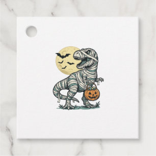 Halloween Mummy T-Rex Candy Bucket Vintage Vector_ Favor Tags