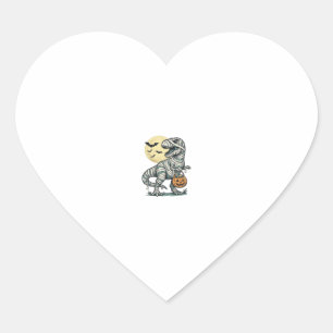 Halloween Mummy T-Rex Candy Bucket Vintage Vector_ Heart Sticker