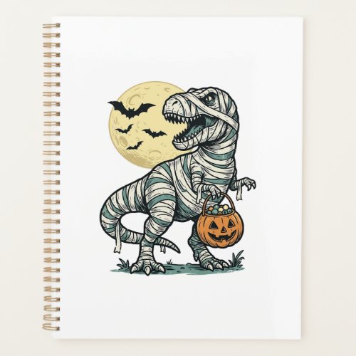 Halloween Mummy T-Rex Candy Bucket Vintage Vector_ Planner