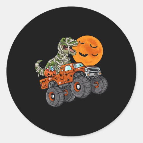Halloween Mummy T Rex Monster Truck Boys Kids Teen Classic Round Sticker