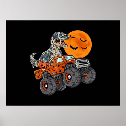 Halloween Mummy T Rex Monster Truck Poster