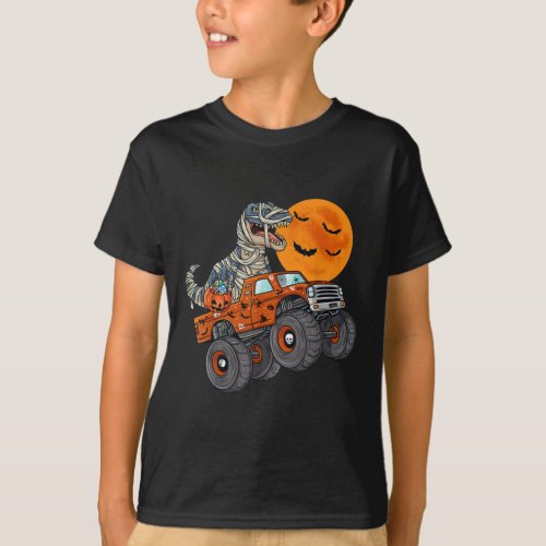 Halloween Mummy T Rex Monster Truck T_Shirt