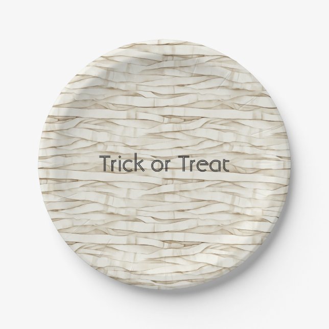 Halloween Mummy Wrap Paper Plates (Front)