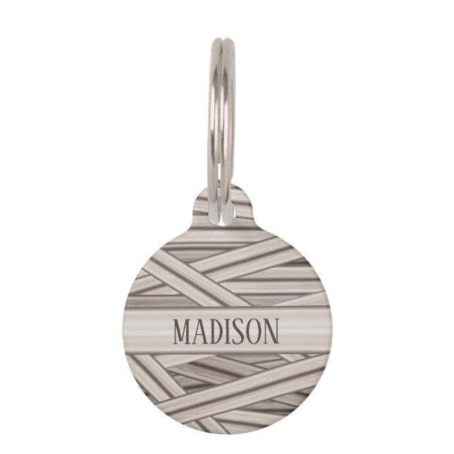 Halloween Mummy Wrap Stripes & Pet's Info Pet ID Tag (Front)