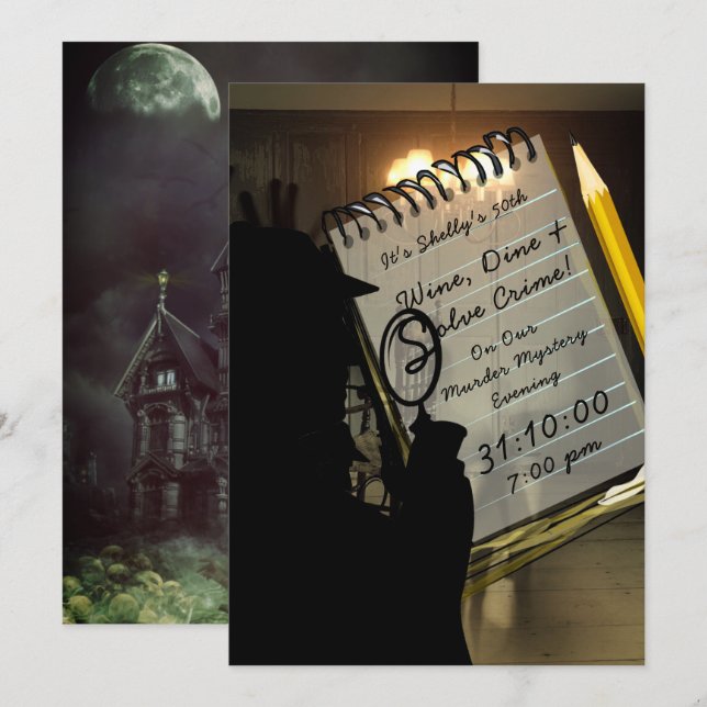 Halloween Murder Mystery House Spooky Modern Invitation (Front/Back)