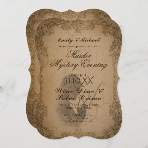 Halloween Murder Mystery Party Vintage Calligraphy Invitation