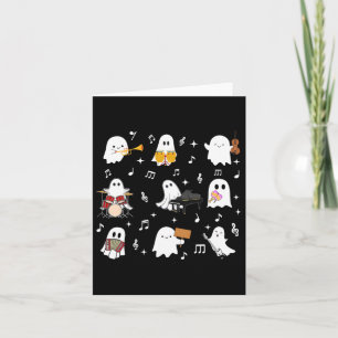 Halloween Music Teacher Ghost Playing Musical Inst Card