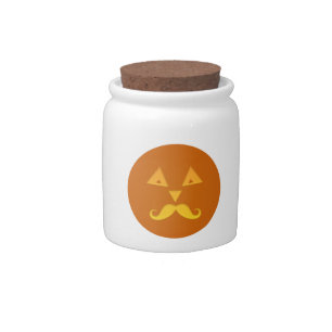 Halloween Mustache Pumpkin candy jar