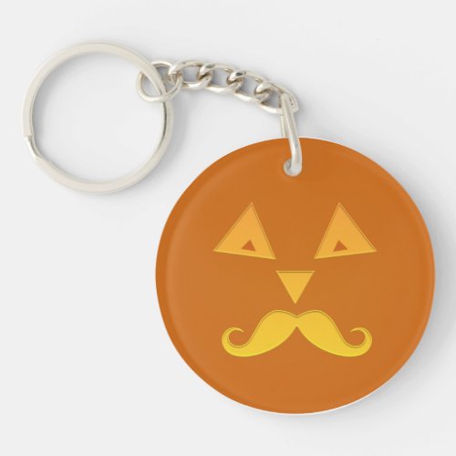 Halloween Mustache Pumpkin key chain