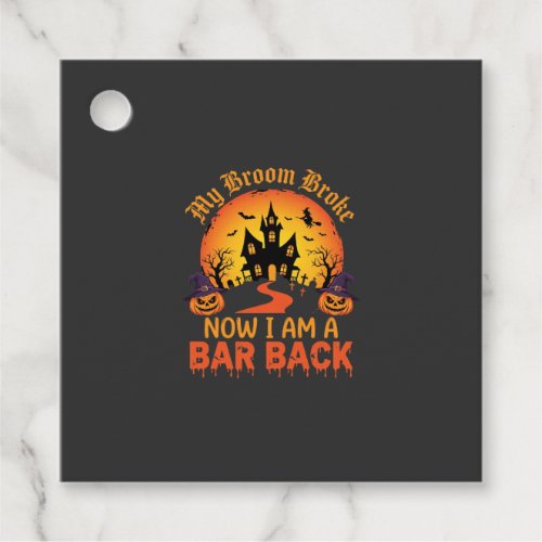 Halloween My Broom Broke Bar Back Witch Favor Tags