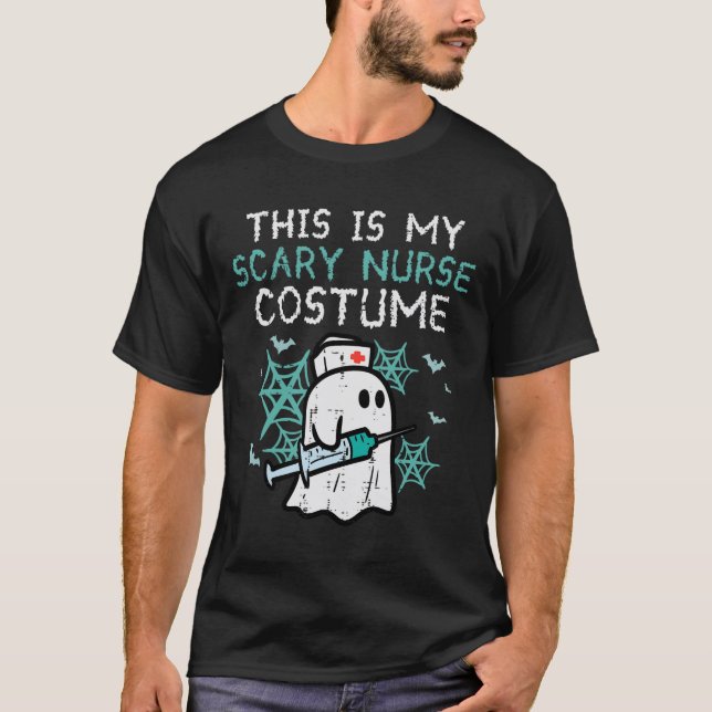 Halloween My Scary Nurse Costume Funny Ghost Scrub T-Shirt (Front)
