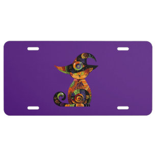 Halloween/mystical/cat/fall  license plate