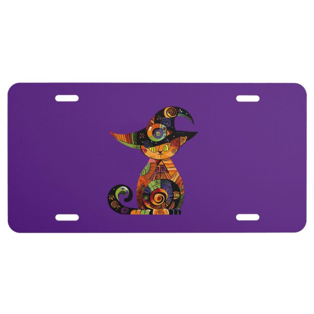 Halloween/mystical/cat/fall  license plate (Front)
