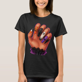 Halloween Nail Art Hand Illustration T-Shirt