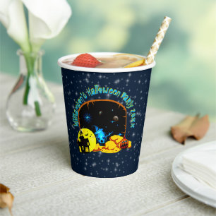 Halloween Name 20xx Cave Blue Glow Skull Pumpkin Paper Cups