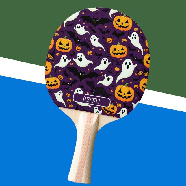 Halloween Name Bats Pumpkin Purple Pattern luxury Ping Pong Paddle (Halloween Name Bats Pumpkin Purple Pattern luxury Ping Pong Paddle)