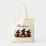 Halloween Name Black Witch Cats Trick Or Treat  Tote Bag at Zazzle