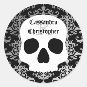 Halloween name monogram classic round sticker