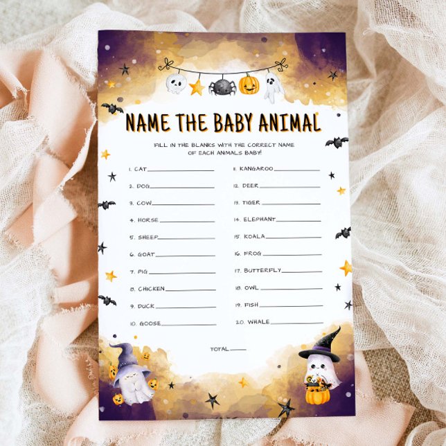 Halloween Name The Baby Animal Baby Shower Game (Creator Uploaded)