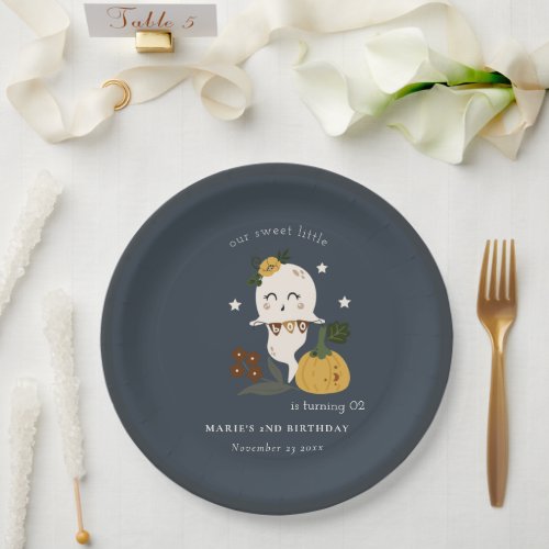 Halloween Navy Ghost Little Boo Any Age Birthday Paper Plates