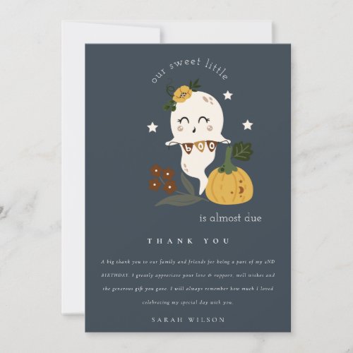 Halloween Navy Ghost Little Boo Any Age Birthday Thank You Card