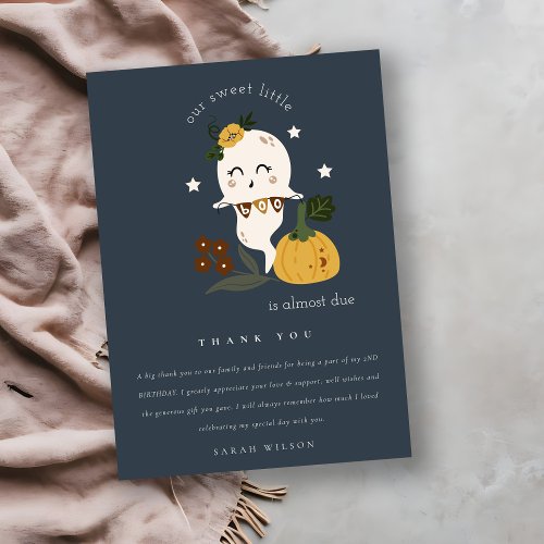 Halloween Navy Ghost Little Boo Any Age Birthday Thank You Card