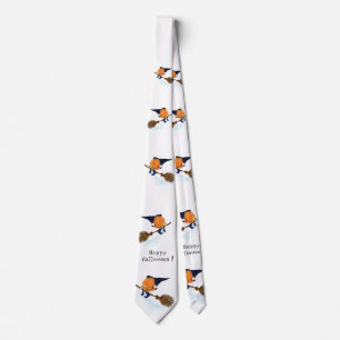 Halloween Neck Tie Witch Pumpkin Flying Broom