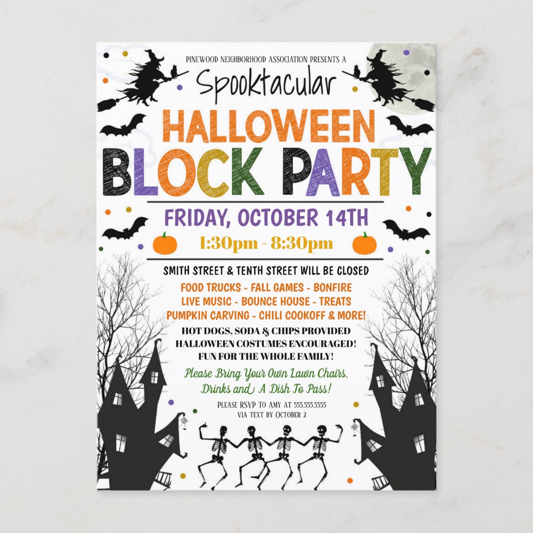 Halloween Neighborhood Block Party Invite Zazzle