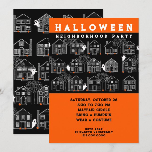 Halloween Neighborhood Party Invitation (Front/Back)