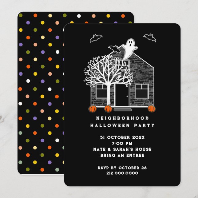 Halloween Neighborhood Party Invitation (Front/Back)