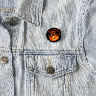 Halloween Neon Glow Look Pumpkin Party Button