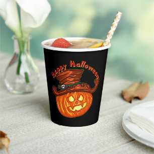 Halloween Neon Glow Look Pumpkin Party Paper Cups