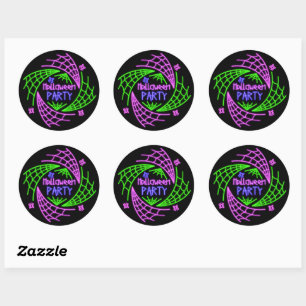 Halloween Neon Glow Look Spider Web Party Classic Round Sticker
