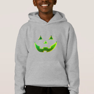 Halloween neon green Jack o lantern pumpkin kids Hoodie